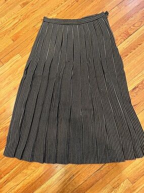 Dior Black and White Pinstripe Pleated Midi Skirt